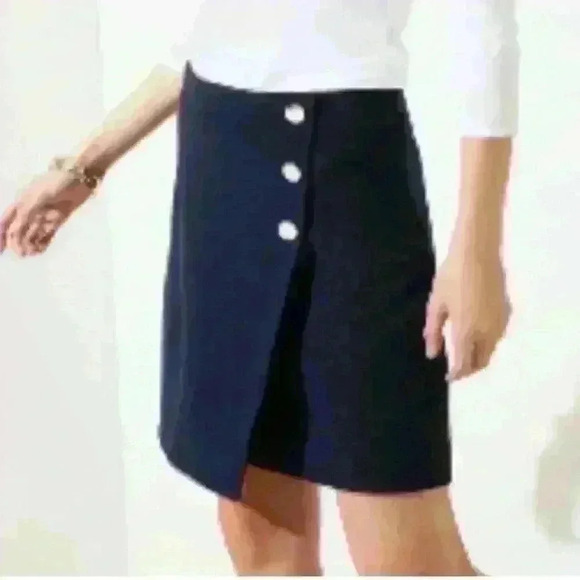 Loft blue skirt with gold buttons - Picture 2 of 7